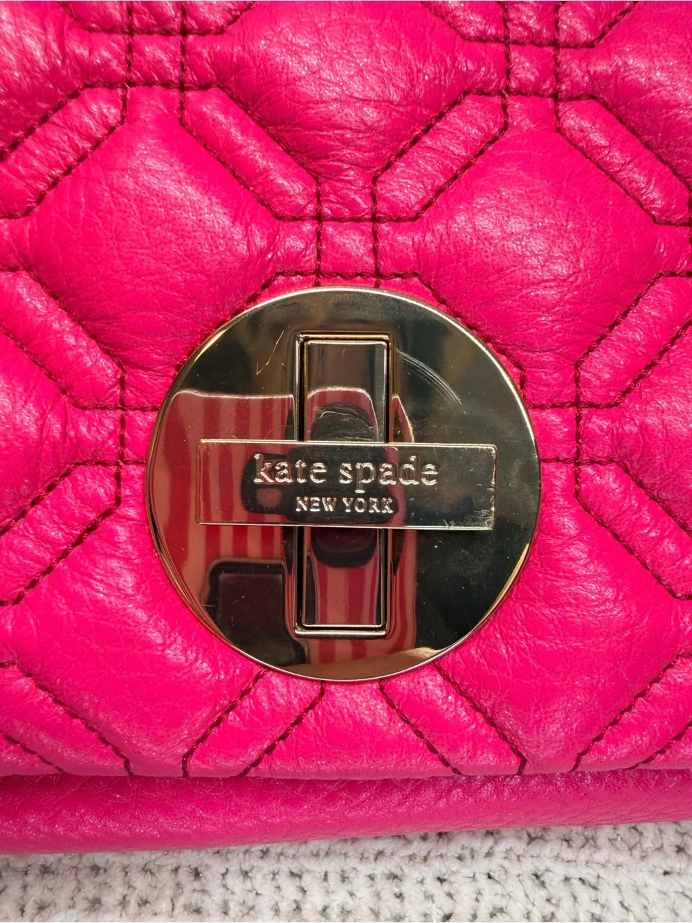 kate spade Hot Pink Quilted Leather Crossbody with gold Turnlock